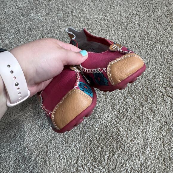 Venus Pink Printed Floral Leather Slip On Loafers Women's Size 41 / US Size 10 - Picture 3 of 10